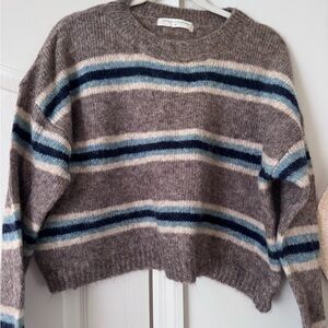 Striped Gray and Blue Sweater
